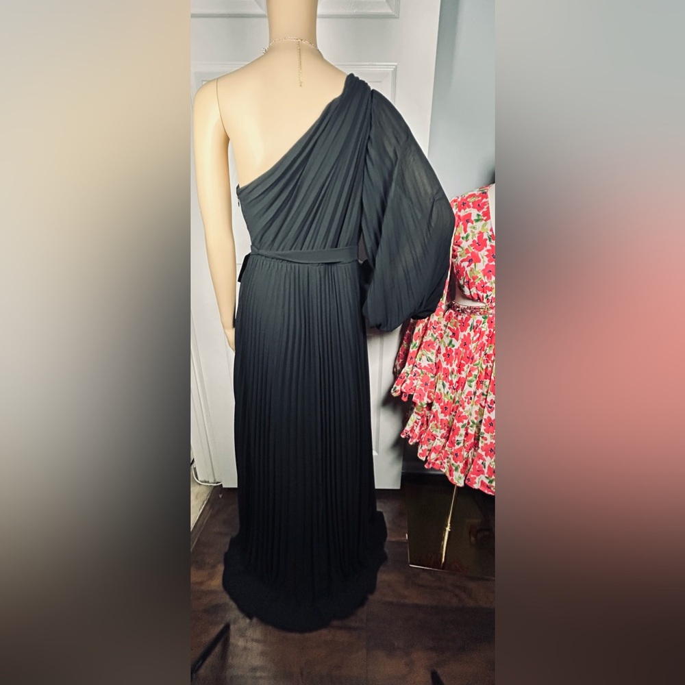 Lulus Divine Charm Black Pleated One-Shoulder Maxi Dress Size Medium - Picture 7 of 12